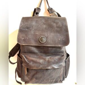 Handmade vintage  unisex Classic gray Brown distressed Leather Backpack
